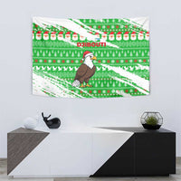 Djibouti Christmas Tapestry with Santa Eagle Doves Trees and Green Snowflake Holiday - Wonder Print Shop