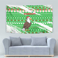 Djibouti Christmas Tapestry with Santa Eagle Doves Trees and Green Snowflake Holiday - Wonder Print Shop