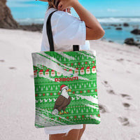 Djibouti Christmas Tote Bag with Santa Eagle Doves Trees and Green Snowflake Holiday - Wonder Print Shop