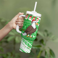 Djibouti Christmas Tumbler With Handle with Santa Eagle Doves Trees and Green Snowflake Holiday - Wonder Print Shop