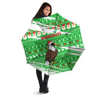 Djibouti Christmas Umbrella with Santa Eagle Doves Trees and Green Snowflake Holiday - Wonder Print Shop
