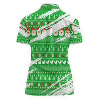 Djibouti Christmas Women Polo Shirt with Santa Eagle Doves Trees and Green Snowflake Holiday - Wonder Print Shop