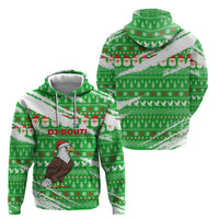 Djibouti Christmas Zip Hoodie with Santa Eagle Doves Trees and Green Snowflake Holiday - Wonder Print Shop