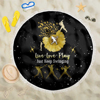 Softball Sunflower Yellow Black Christmas Beach Blanket Xmas Holiday Patterns - Wonder Print Shop