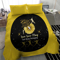 Softball Sunflower Yellow Black Christmas Bedding Set Xmas Holiday Patterns - Wonder Print Shop