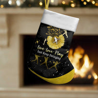 Softball Sunflower Yellow Black Christmas Stocking Xmas Holiday Patterns - Wonder Print Shop