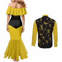 Softball Sunflower Yellow Black Christmas Couples Matching Mermaid Dress and Long Sleeve Button Shirt Xmas Holiday Patterns - Wonder Print Shop