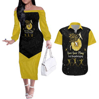 Softball Sunflower Yellow Black Christmas Couples Matching Off The Shoulder Long Sleeve Dress and Hawaiian Shirt Xmas Holiday Patterns - Wonder Print Shop