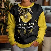 Softball Sunflower Yellow Black Christmas Kid Ugly Christmas Sweater Xmas Holiday Patterns - Wonder Print Shop