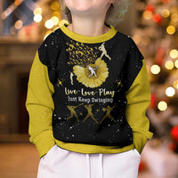 Softball Sunflower Yellow Black Christmas Kid Ugly Christmas Sweater Xmas Holiday Patterns - Wonder Print Shop