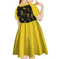 Softball Sunflower Yellow Black Christmas Kid Short Sleeve Dress Xmas Holiday Patterns - Wonder Print Shop