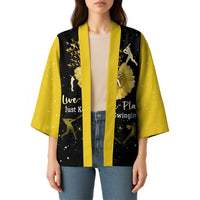 Softball Sunflower Yellow Black Christmas Kimono Xmas Holiday Patterns - Wonder Print Shop