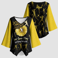 Softball Sunflower Yellow Black Christmas Kimono Sleeve Blouse Xmas Holiday Patterns - Wonder Print Shop