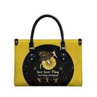 Softball Sunflower Yellow Black Christmas Leather Bag Xmas Holiday Patterns - Wonder Print Shop