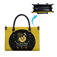 Softball Sunflower Yellow Black Christmas Leather Bag Xmas Holiday Patterns - Wonder Print Shop