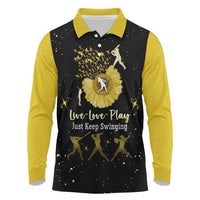 Softball Sunflower Yellow Black Christmas Long Sleeve Polo Shirt Xmas Holiday Patterns - Wonder Print Shop