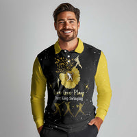 Softball Sunflower Yellow Black Christmas Long Sleeve Polo Shirt Xmas Holiday Patterns - Wonder Print Shop