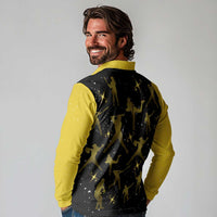 Softball Sunflower Yellow Black Christmas Long Sleeve Polo Shirt Xmas Holiday Patterns - Wonder Print Shop