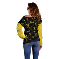 Softball Sunflower Yellow Black Christmas Off Shoulder Sweater Xmas Holiday Patterns - Wonder Print Shop