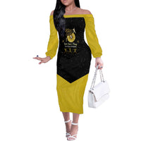 Softball Sunflower Yellow Black Christmas Off The Shoulder Long Sleeve Dress Xmas Holiday Patterns - Wonder Print Shop