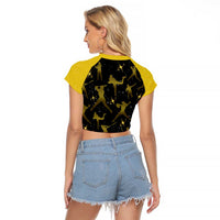 Softball Sunflower Yellow Black Christmas Raglan Cropped T Shirt Xmas Holiday Patterns - Wonder Print Shop