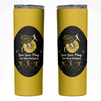 Softball Sunflower Yellow Black Christmas Skinny Tumbler Xmas Holiday Patterns - Wonder Print Shop
