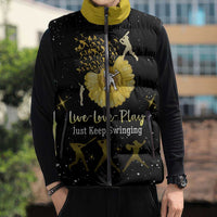 Softball Sunflower Yellow Black Christmas Sleeveless Puffer Jacket Xmas Holiday Patterns - Wonder Print Shop