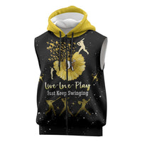 Softball Sunflower Yellow Black Christmas Sleeveless Zip Hoodie Xmas Holiday Patterns - Wonder Print Shop