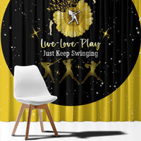 Softball Sunflower Yellow Black Christmas Window Curtain Xmas Holiday Patterns - Wonder Print Shop