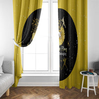 Softball Sunflower Yellow Black Christmas Window Curtain Xmas Holiday Patterns - Wonder Print Shop