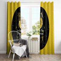 Softball Sunflower Yellow Black Christmas Window Curtain Xmas Holiday Patterns - Wonder Print Shop