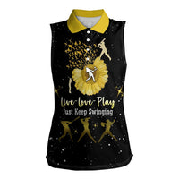Softball Sunflower Yellow Black Christmas Women Sleeveless Polo Shirt Xmas Holiday Patterns - Wonder Print Shop