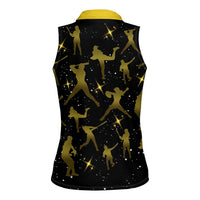 Softball Sunflower Yellow Black Christmas Women Sleeveless Polo Shirt Xmas Holiday Patterns - Wonder Print Shop