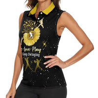 Softball Sunflower Yellow Black Christmas Women Sleeveless Polo Shirt Xmas Holiday Patterns - Wonder Print Shop