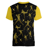 Softball Sunflower Yellow Black Christmas Women V-Neck T-Shirt Xmas Holiday Patterns - Wonder Print Shop