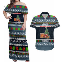 Sorry Kids Santa Is Social Distancing This Year Christmas Couples Matching Off Shoulder Maxi Dress and Hawaiian Shirt Xmas Holiday Patterns - Wonder Print Shop