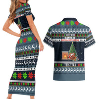 Sorry Kids Santa Is Social Distancing This Year Christmas Couples Matching Short Sleeve Bodycon Dress and Hawaiian Shirt Xmas Holiday Patterns - Wonder Print Shop