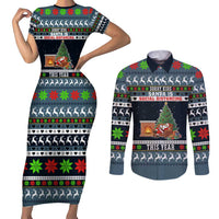 Sorry Kids Santa Is Social Distancing This Year Christmas Couples Matching Short Sleeve Bodycon Dress and Long Sleeve Button Shirt Xmas Holiday Patterns - Wonder Print Shop