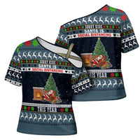 Sorry Kids Santa Is Social Distancing This Year Christmas Cross Shoulder Shirt Xmas Holiday Patterns - Wonder Print Shop