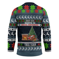 Sorry Kids Santa Is Social Distancing This Year Christmas Hockey Jersey Xmas Holiday Patterns - Wonder Print Shop