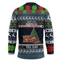 Sorry Kids Santa Is Social Distancing This Year Christmas Hockey Jersey Xmas Holiday Patterns - Wonder Print Shop