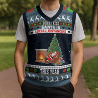 Sorry Kids Santa Is Social Distancing This Year Christmas Knitted V-Neck Vest Xmas Holiday Patterns - Wonder Print Shop