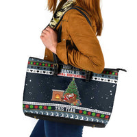 Sorry Kids Santa Is Social Distancing This Year Christmas Leather Tote Bag Xmas Holiday Patterns - Wonder Print Shop