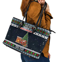 Sorry Kids Santa Is Social Distancing This Year Christmas Leather Tote Bag Xmas Holiday Patterns - Wonder Print Shop