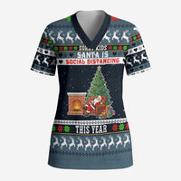 Sorry Kids Santa Is Social Distancing This Year Christmas Scrub Top Xmas Holiday Patterns - Wonder Print Shop