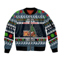 Sorry Kids Santa Is Social Distancing This Year Christmas Sleeve Zip Bomber Jacket Xmas Holiday Patterns - Wonder Print Shop