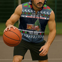 Sorry Kids Santa Is Social Distancing This Year Christmas Sleeveless Zip Hoodie Xmas Holiday Patterns - Wonder Print Shop