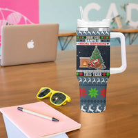 Sorry Kids Santa Is Social Distancing This Year Christmas Tumbler With Handle Xmas Holiday Patterns - Wonder Print Shop