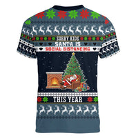 Sorry Kids Santa Is Social Distancing This Year Christmas Women V-Neck T-Shirt Xmas Holiday Patterns - Wonder Print Shop