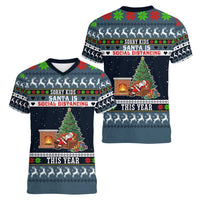 Sorry Kids Santa Is Social Distancing This Year Christmas Women V-Neck T-Shirt Xmas Holiday Patterns - Wonder Print Shop